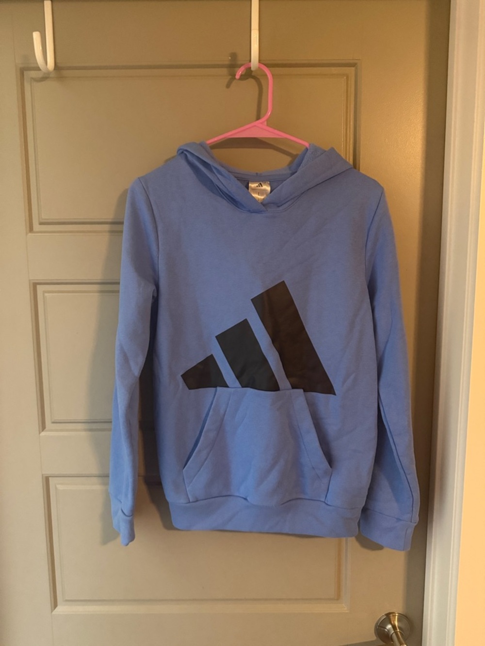 adidas Light Blue Kids Hoodie with Black Logo